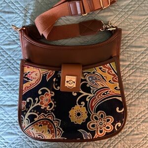 Spartina 449 Crossbody Messenger Navy Floral Paisley NWOT